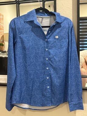 Cinch Blue Paisley Long-Sleeve Button Down Shirt lightweight